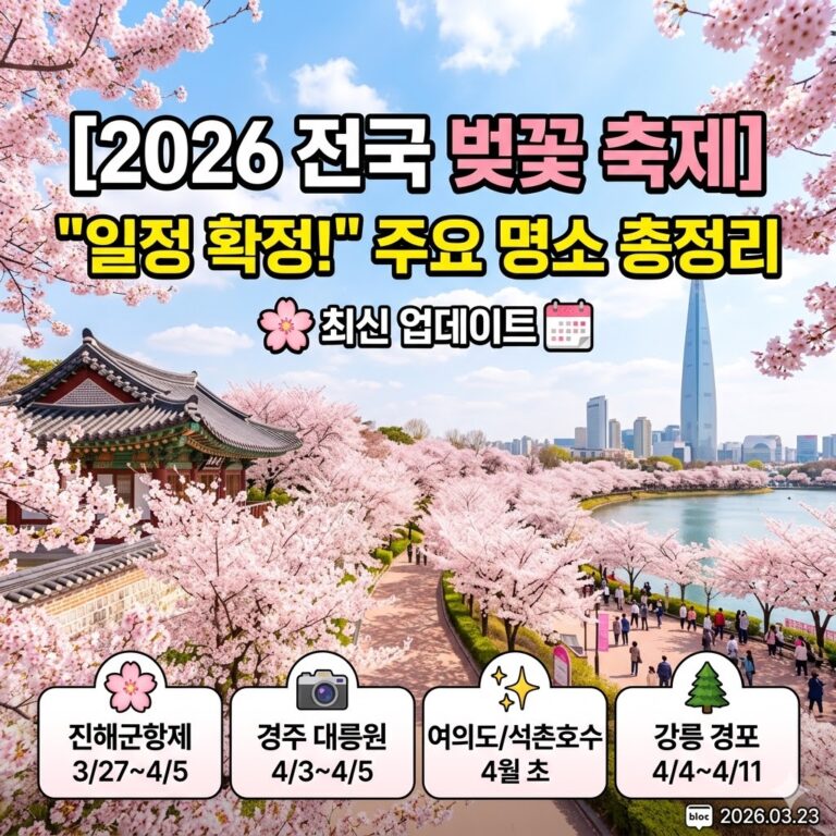 2026 전국 벚꽃축제 일정확정 총정리