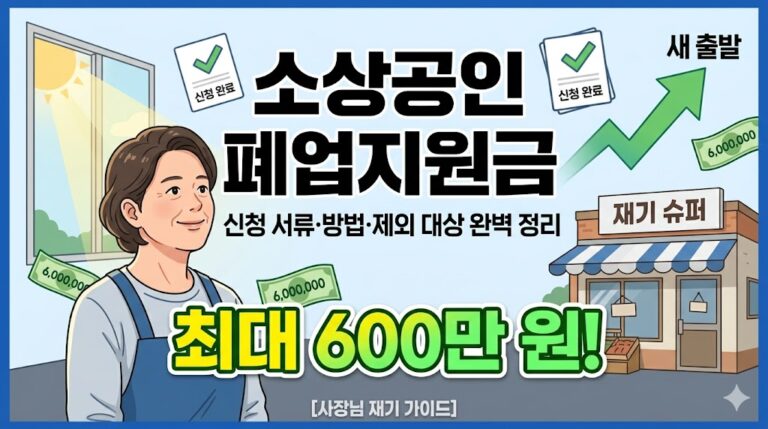 소상공인 폐업지원금 최대 600만원