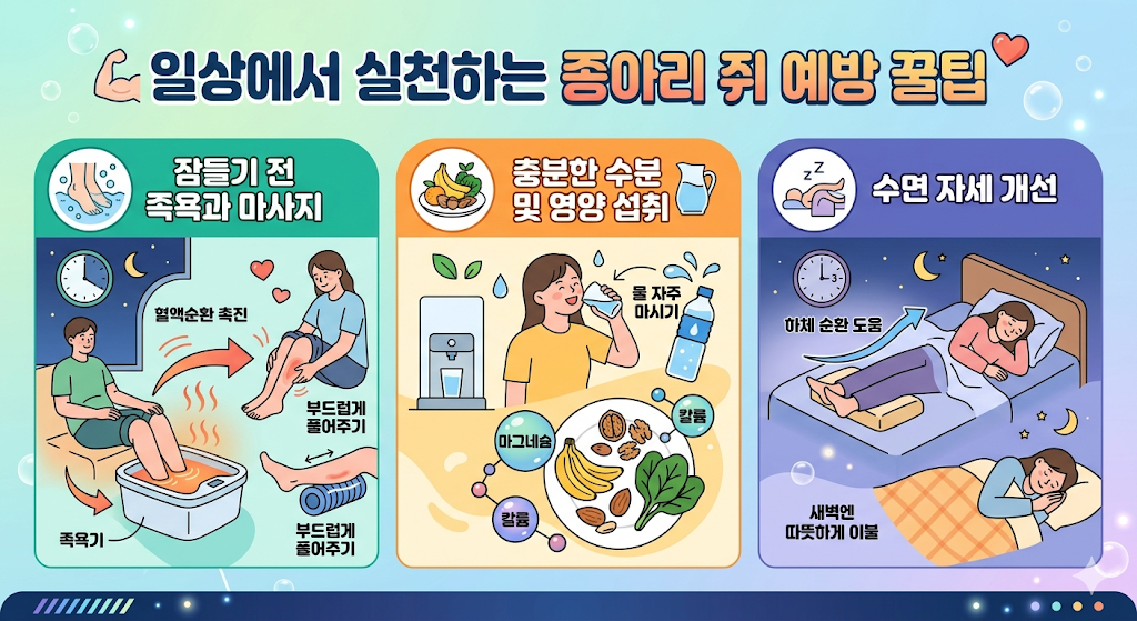 일상에서 실천하는 종아리 쥐 예방 꿀팁