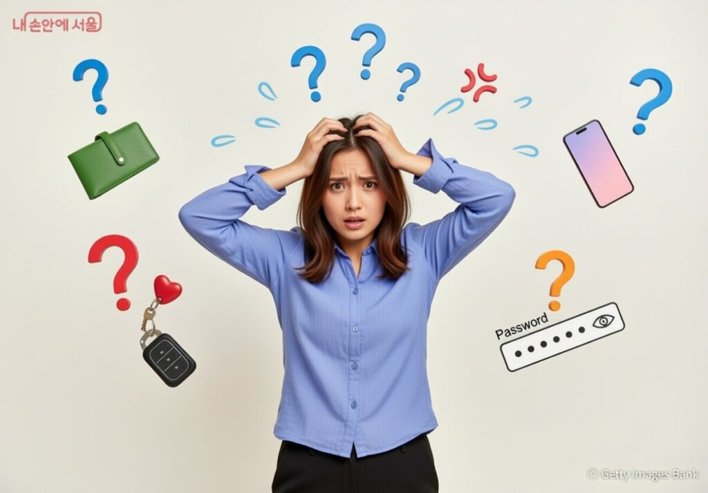 건망증 때문에 고민중인 여자 사진