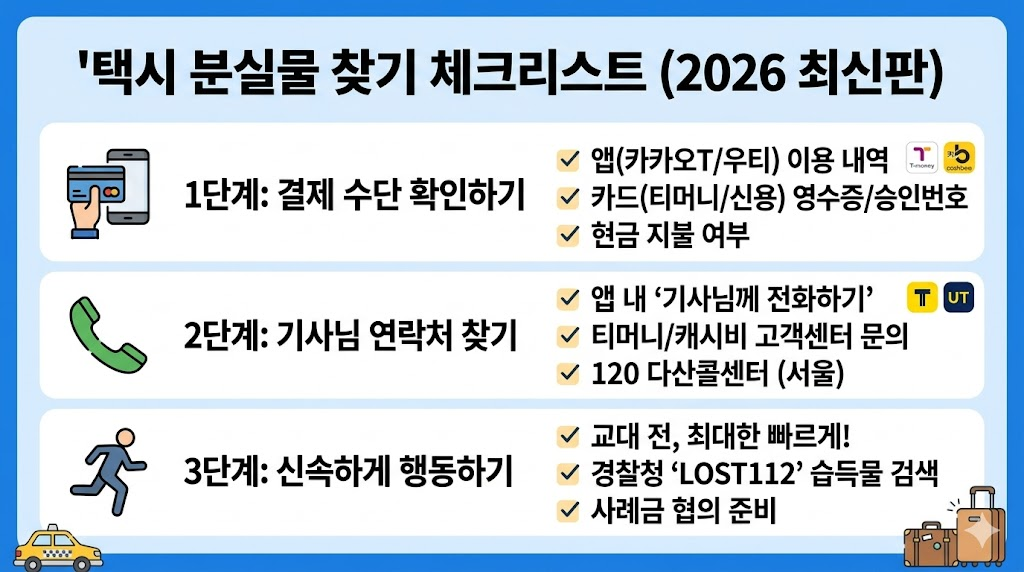 택시 분실물 찾기 체크리스트 최신판
