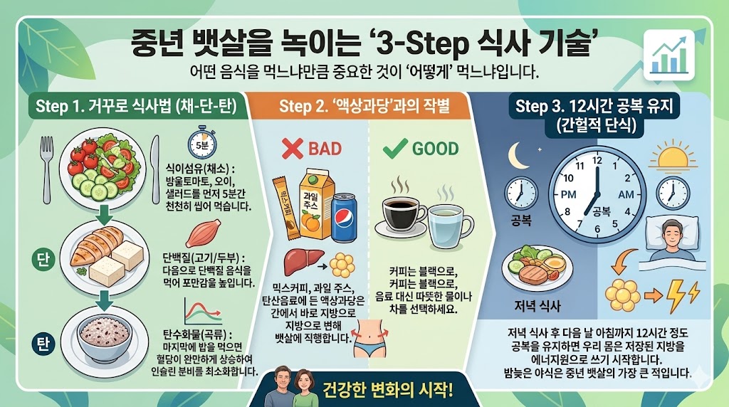 중년 뱃살 녹이는 3STEP 식사법