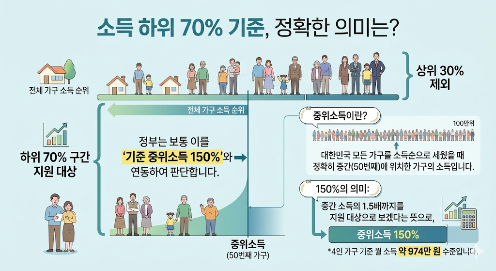 소득 하위 70% 기준, 정확한 의미