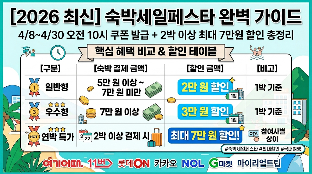 숙박세일페스타 핵심 혜택 비교 및 할인 테이블