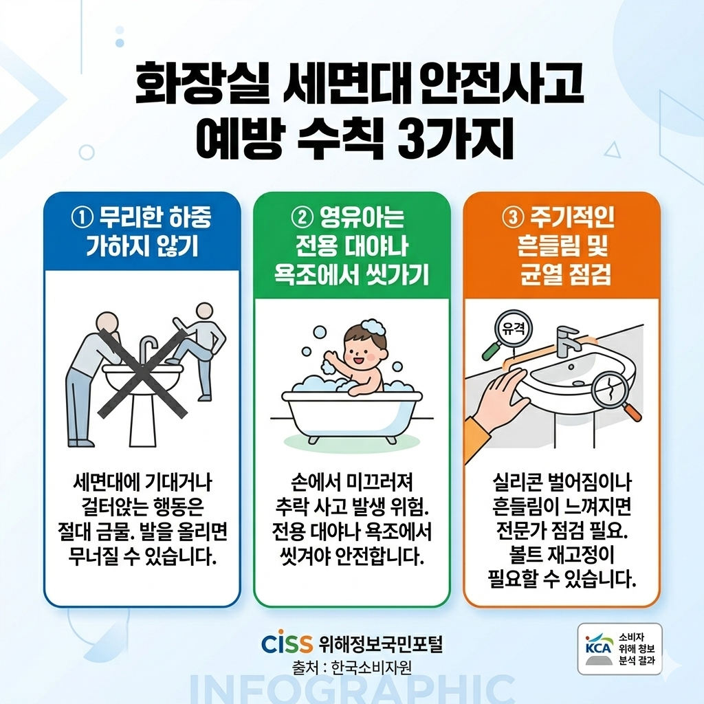 화장실 세면대 안전사고 예방 수칙 3가지