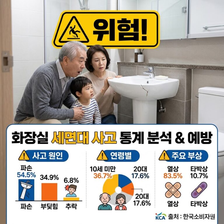 화장실 세면대 사고 주의