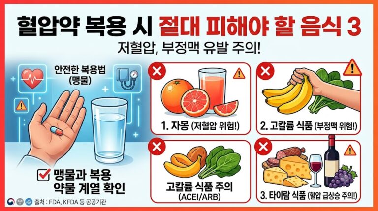 혈압약 복용시 피해야할 음식 3가지